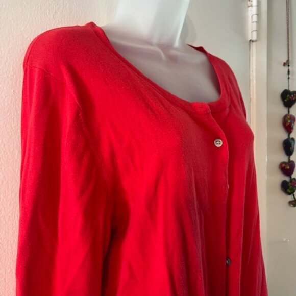 Beautiful Red Button Down Sweater - Picture 2 of 6
